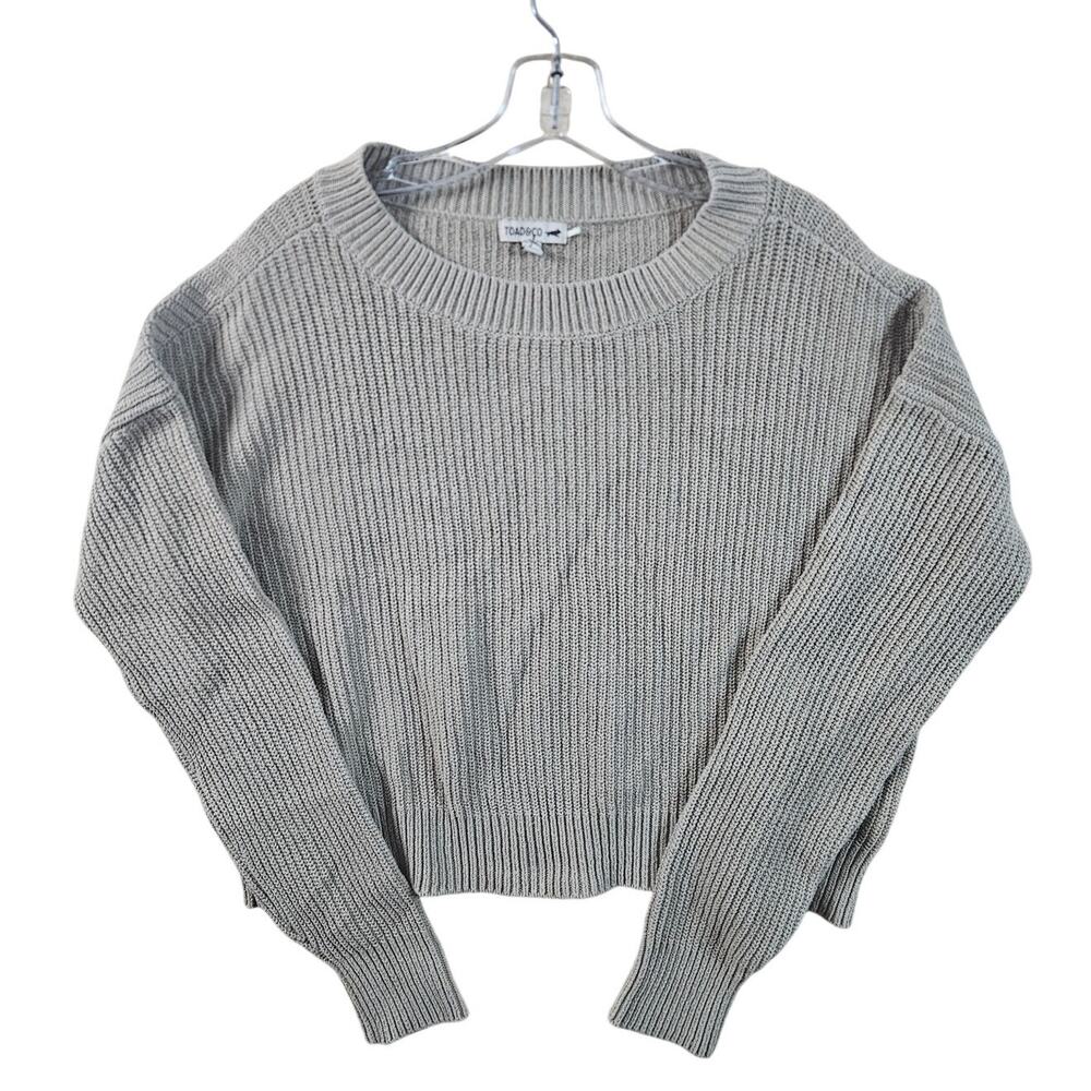 Toad & Co Rib Knit Pullover Recover Recycled Yarn Taupe Oatmeal Greige Neutral